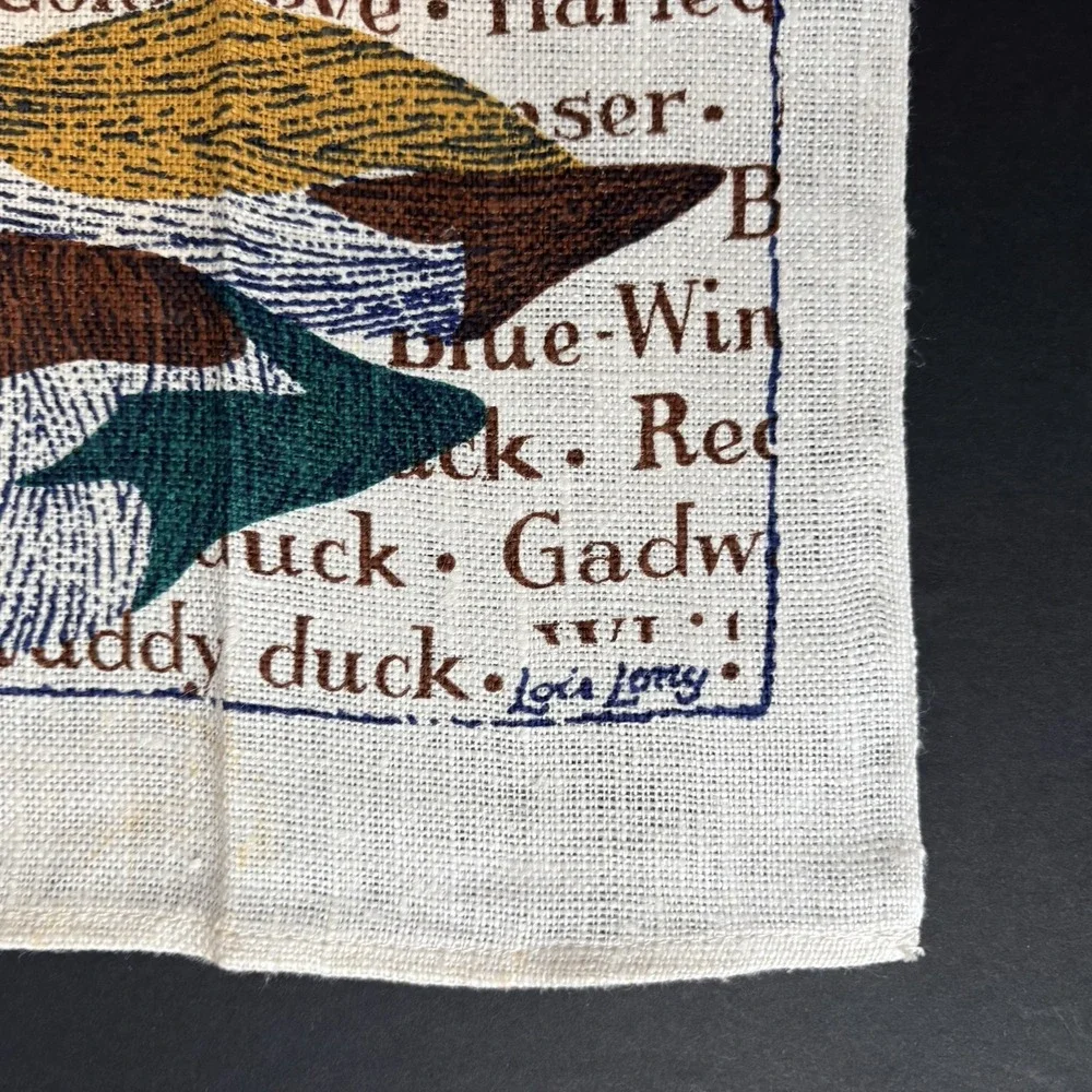 Vintage‎ Lois Long for Kay Dee Linen Tea Towel Ducks Birds Waterfowl Names